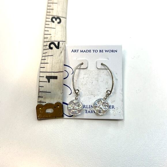 Jody Coyote Sterling Silver Dangle Earrings w/ Clear Charm, NWT! - Picture 3 of 3